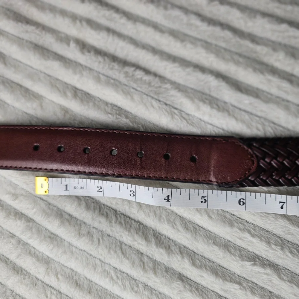 Mens Woven Braided Leather Belt Size 36 Brown Classic Preppy Professional
